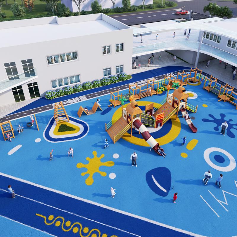 A wooden expansion children's combination slide for kindergartensBL-MZT032-25385