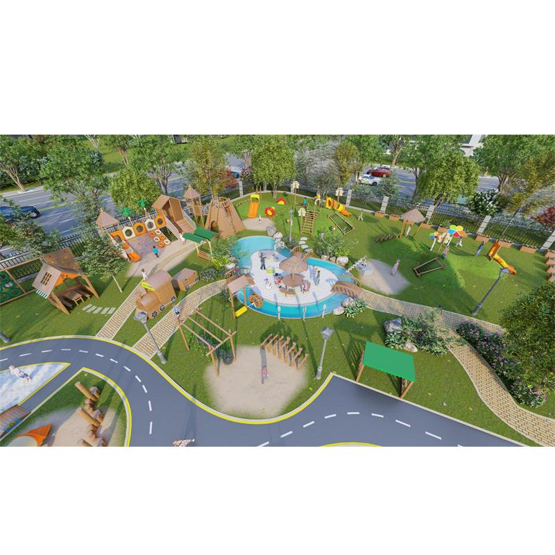 Kindergarten wooden playground combination slideBL-MZT030-25384