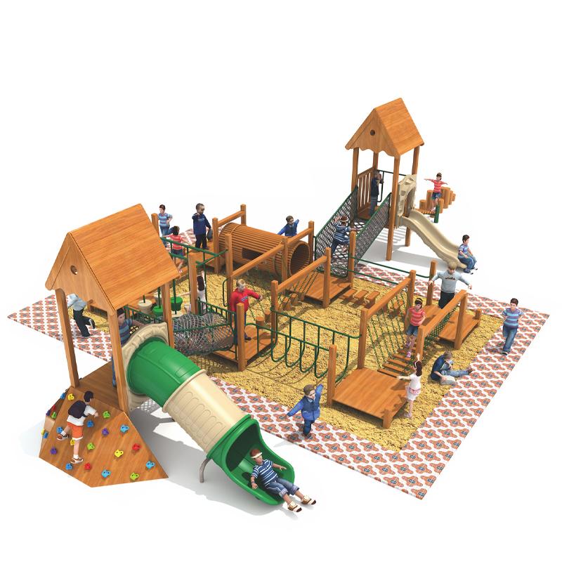 Wooden expansion children's combination slide in the parkBL-MTZ004-25386