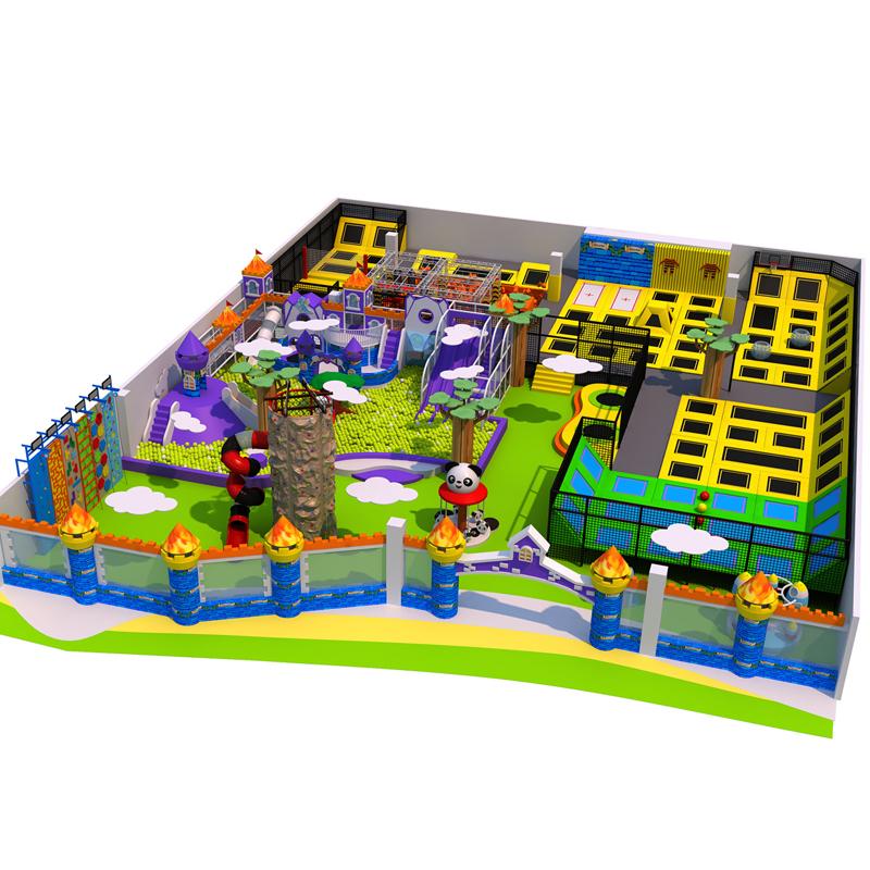 Large trampoline in children's indoor playground