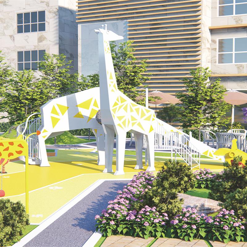 Customized giraffe amusement park slides for the community