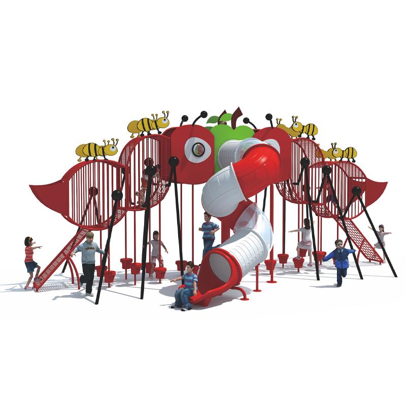 A combination of outdoor children's climbing slides in the community kindergarten park
