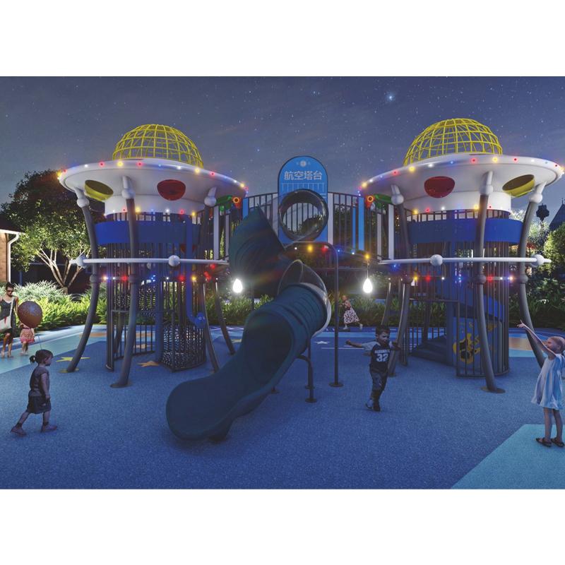 Customized UFO slides for the playground equipment in the community park 