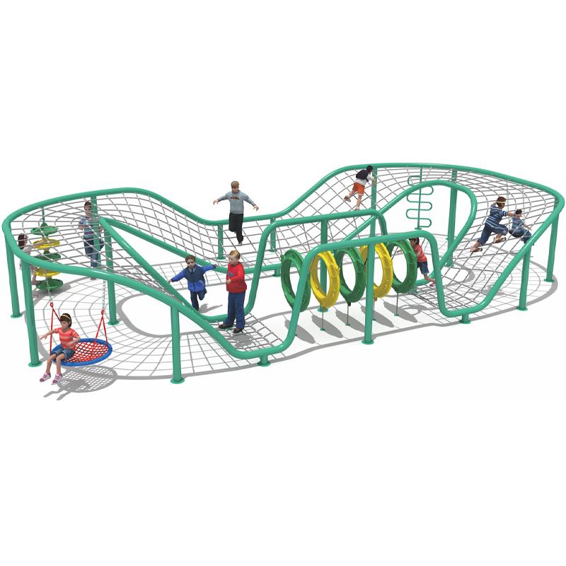 Large outdoor climbing nets and climbing frames for kindergartens
