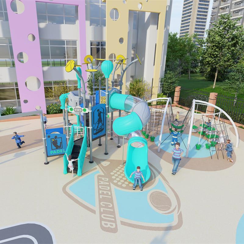 A large outdoor slide in a kindergarten